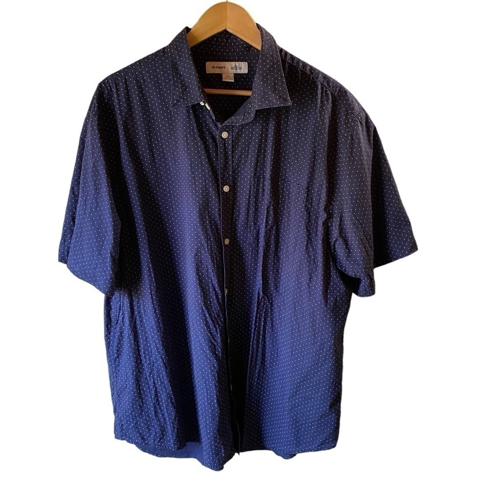 Men’s Old Navy Cotton Short-sleeve Button-down Shirt Navy Blue Size XXL